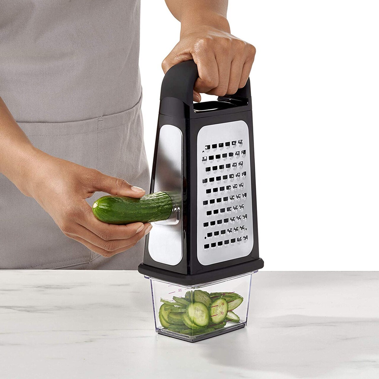 Razatoare multifunctionala, inox, cu recipient, "Good Grips" - OXO - imagine 8
