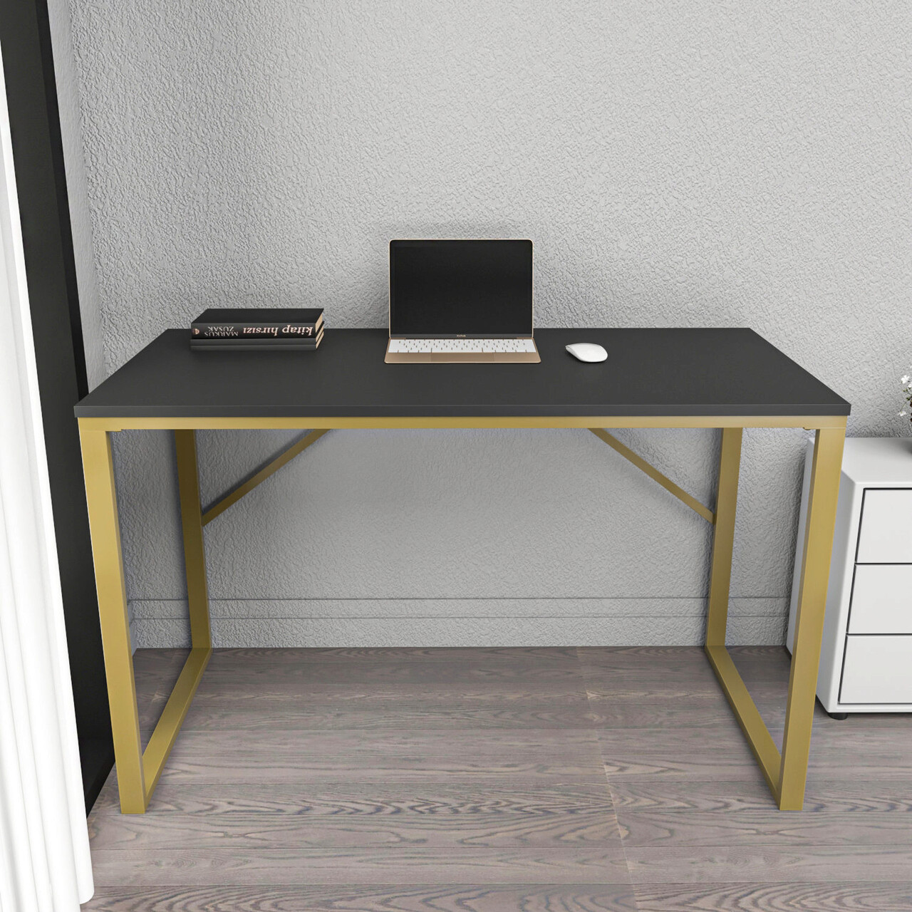 Birou, Hanah Home, Layton, 120x60x74 cm, Aur/Antracit - view 2