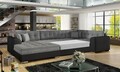 Coltar extensibil stanga 5 locuri ELTAP, Damario, 338x189x78 cm, lemn/poliester, gri inchis/negru