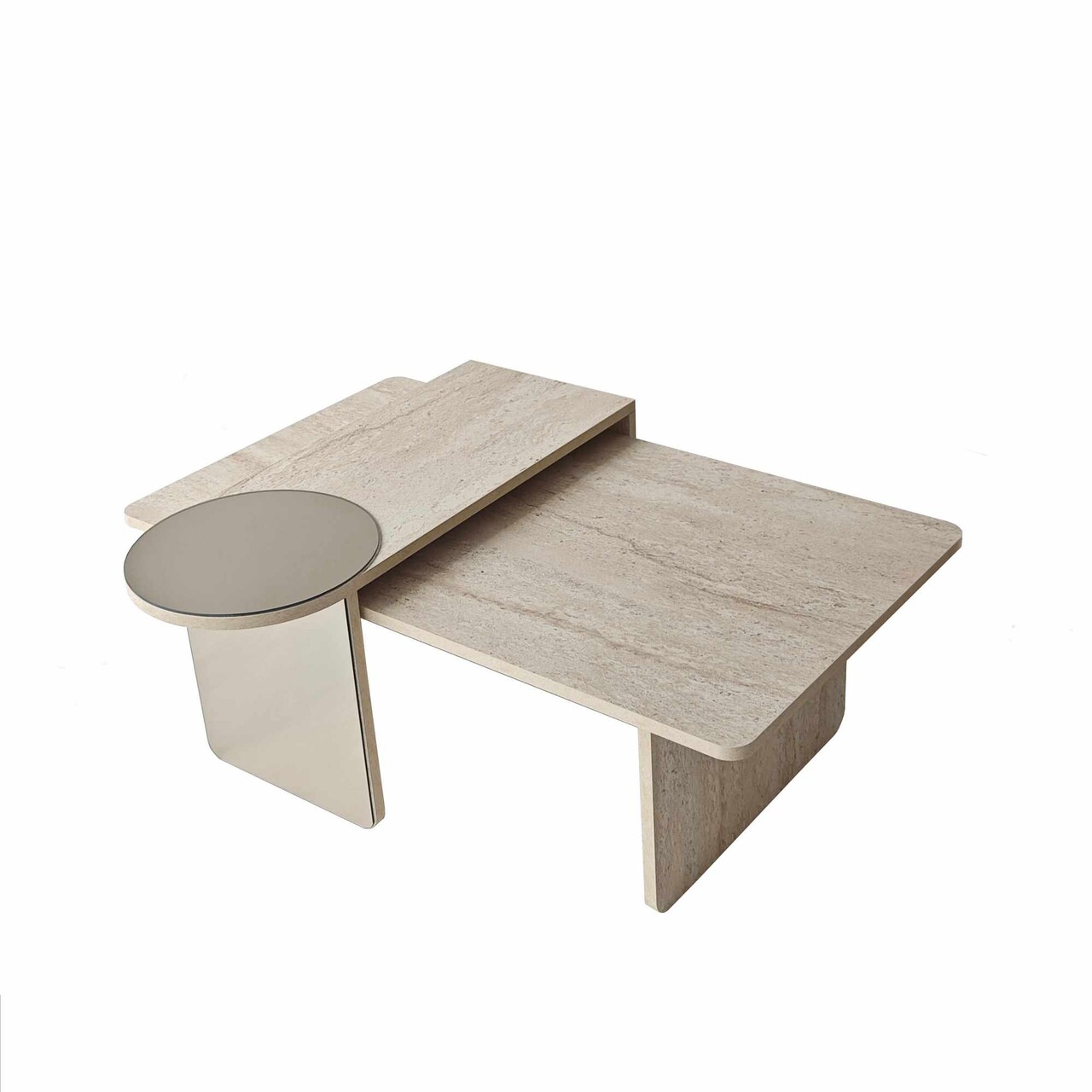 Set masute 2 piese, Hanah Home, Luna, PAL, Travertine / Bronze - imagine 9