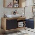 Dulap de baie cu chiuvetă, Hanah Home, 1703, 100x58x45 cm, MDF-LAM, Pin Atlantic / Antracit