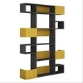 Biblioteca Molly N.3, Decortie, 120x20x171 cm, gri/galben mustar