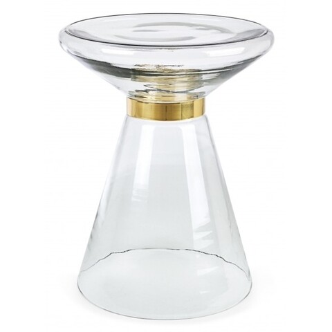 Masuta de cafea, Azmin Clear, Bizzotto, Ø36×46 cm, sticla/otel Azmin