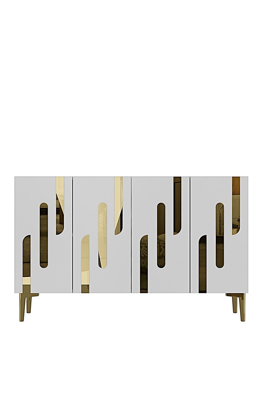 Consola, Hanah Home, Ece 120, 120x75x32 cm, Alb/Auriu — imaginea 6