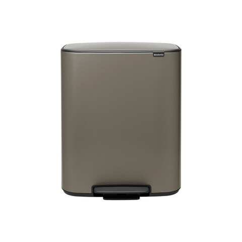 Cos de gunoi cu pedala, Brabantia, Bo Pedal Platinum, 60 L, 36.3x54.1x65.2 cm, otel, gri inchis
