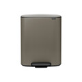 Cos de gunoi cu pedala, Brabantia, Bo Pedal Platinum, 60 L, 36.3x54.1x65.2 cm, otel, gri inchis