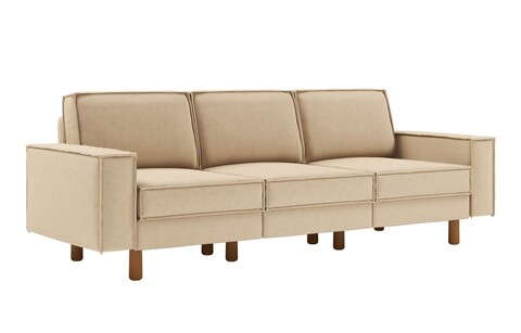 Canapea 3 locuri, Atelier del Sofa, 918CMF1247, Cadru: 100% OȚEL, Nisip / Nuc