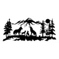 Decoratiune de perete, Wolf Pack, Metal, Dimensiune: 47 x 103 cm, Negru