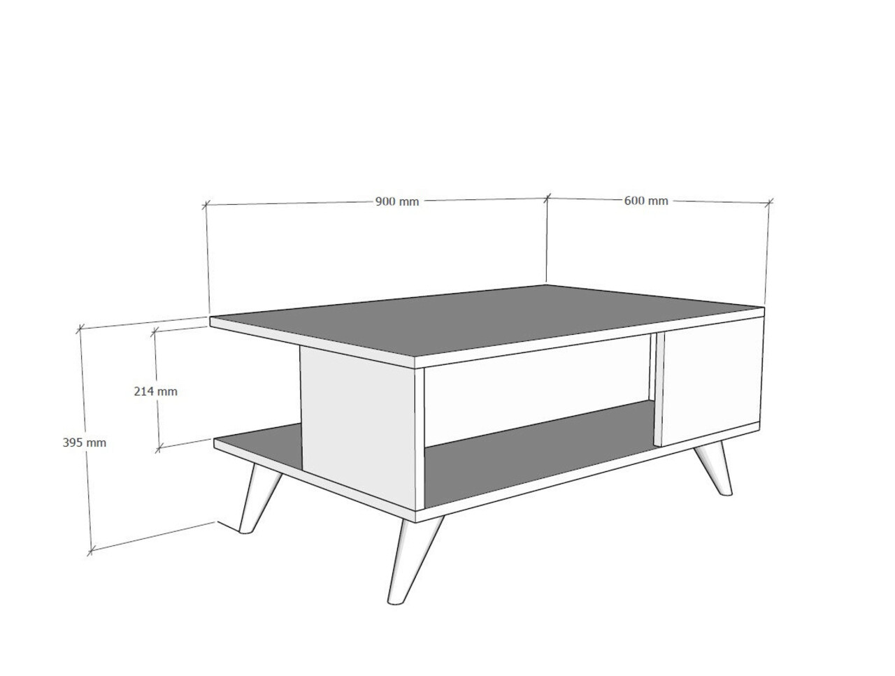 Masuta de cafea, Puqa Design, Seda, 90x39.5x60 cm, PAL, Alb / Safir