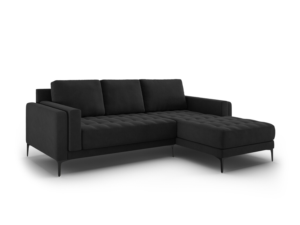 Coltar Dreapta, Orrino, Mazzini Sofas, 4 Locuri, 242x164x82 Cm, Catifea, Negru