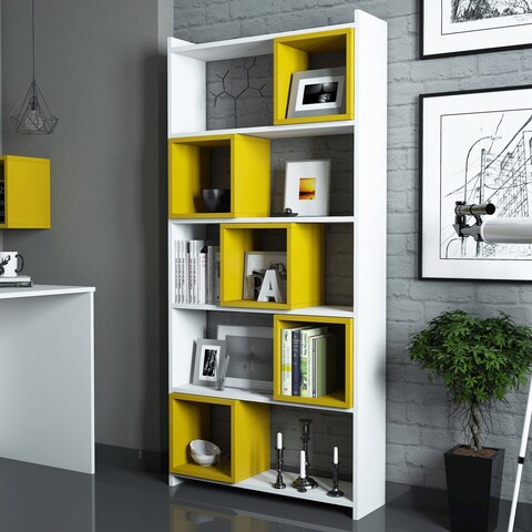 Corp biblioteca, hommy craft, box, 80x170x22 cm, alb / galben
