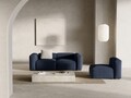 Canapea 2 locuri, Bergamo, Cosmopolitan Design, 224x108x70 cm, catifea chenille raiata, albastru navy