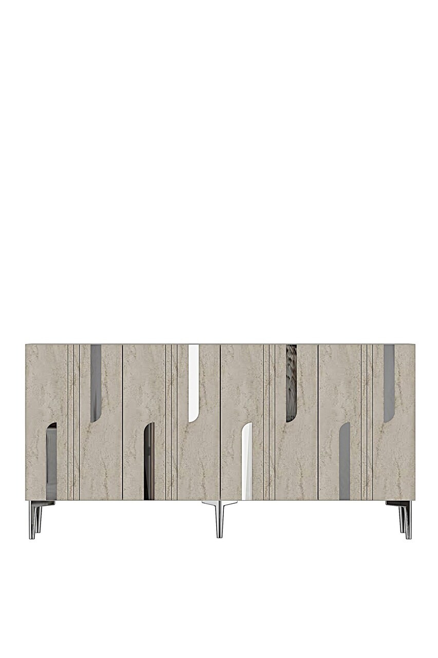 Consola, Hanah Home, Nota 150, 150x75x32 cm, White / Travertine / Silver — imaginea 5