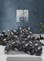 Lenjerie de pat dubla, Feather - Black, Victoria, Bumbac Ranforce