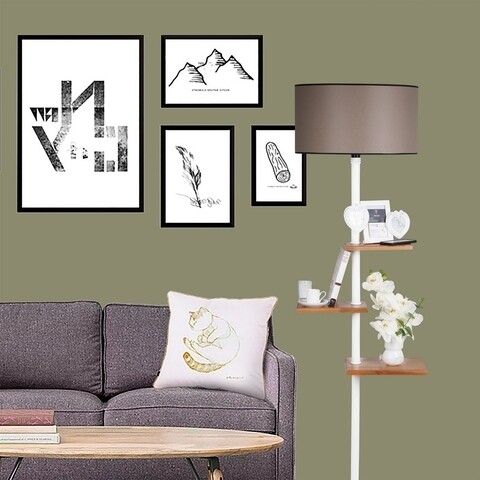Lampadar cu 3 rafturi, luin, 8271-8, e27, 60 w, metal/lemn/textil