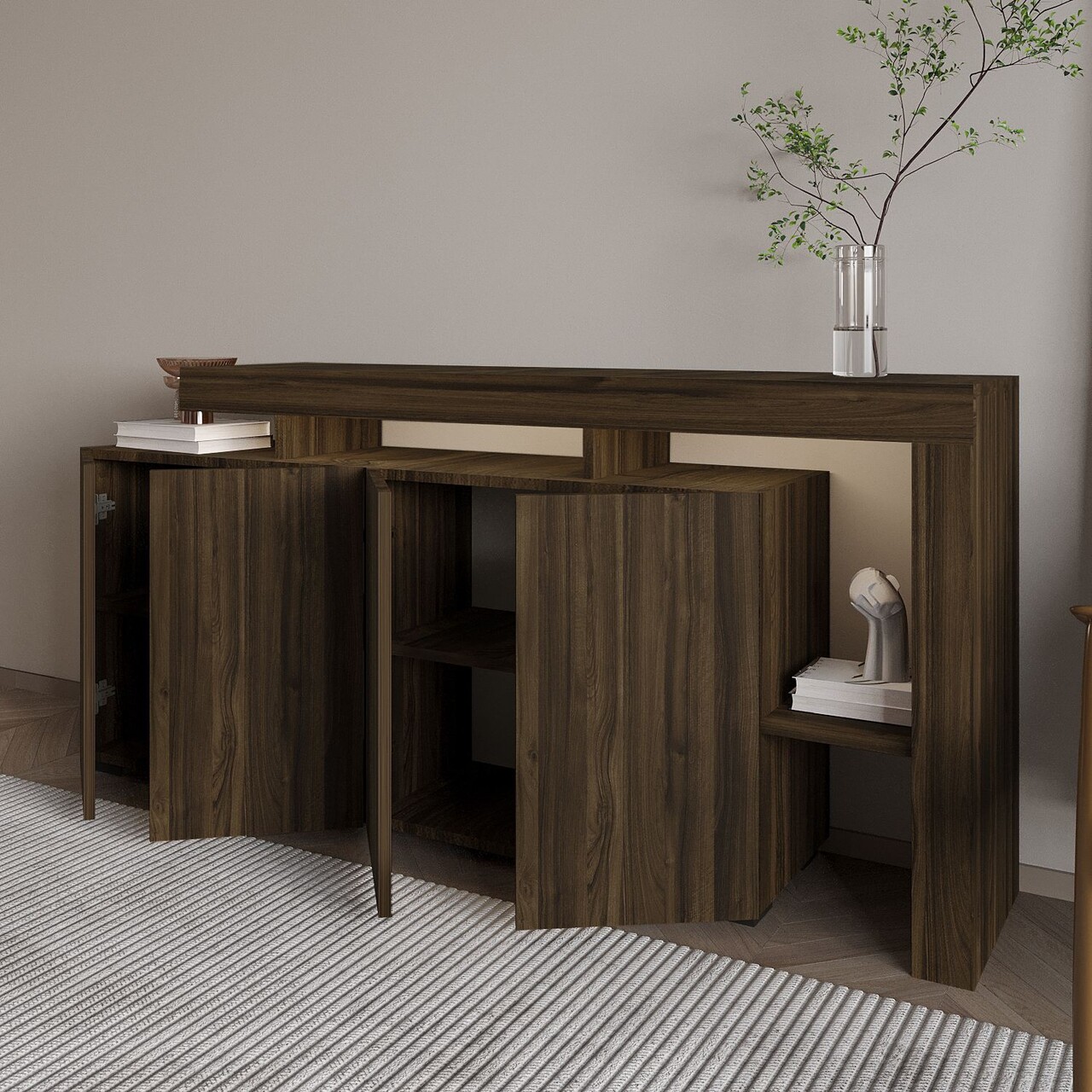 Consola, Hanah Home, Beliz, 170x80x35 cm, Maro - view 3