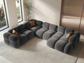 Coltar panoramic stanga 5 locuri, Loretto, Cosmopolitan Design, 345x250x68 cm, tesatura structurata, gri