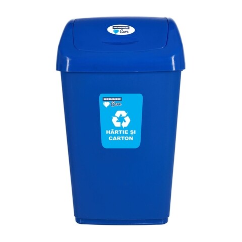 Cos de gunoi cu capac batant pentru reciclare selectiva, heinner, 50 l, albastru