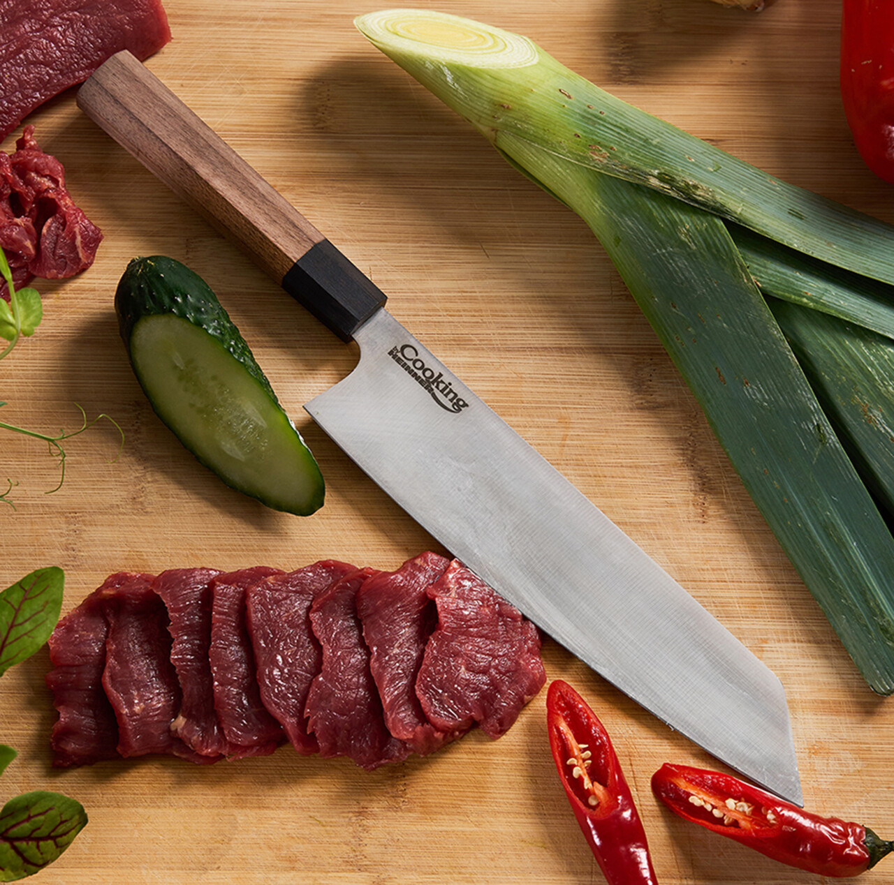 Cutit Gyuto, Samurai Gourmet by Rikito Watanabe si Cooking by Heinner, 23 cm, inox/lemn, maro - imagine 4