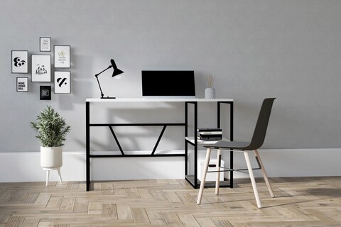 Birou, asse home, caste , 120x74x60 cm, alb