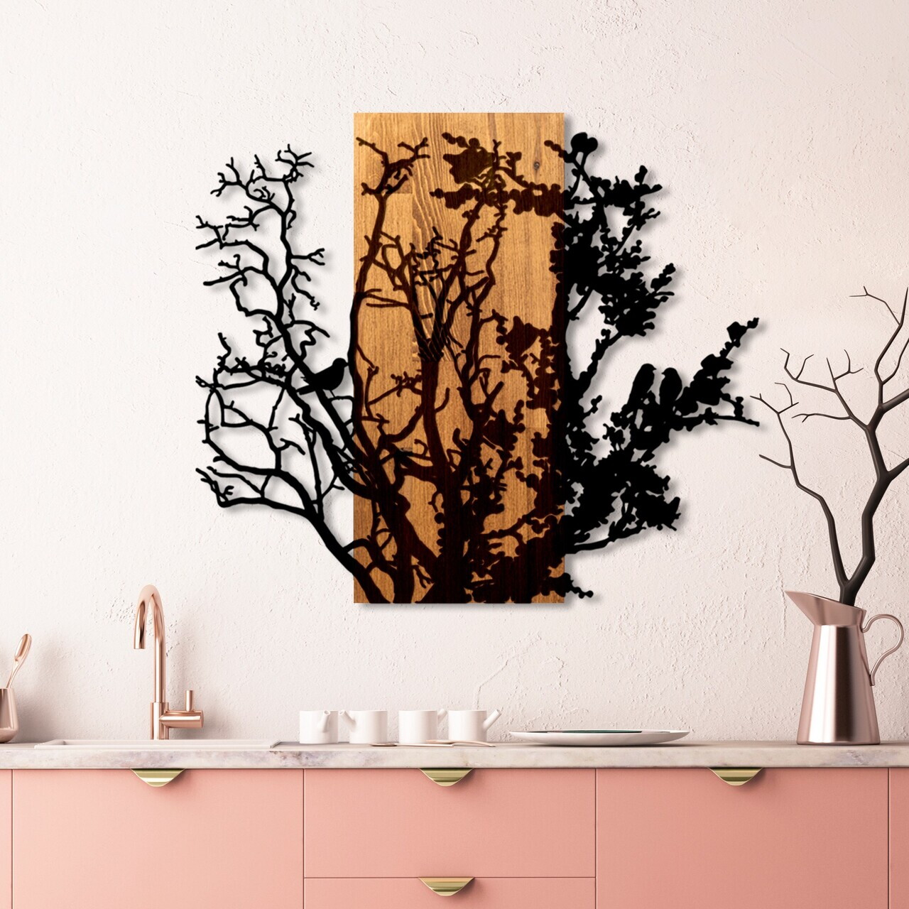 Decoratiune de perete, About Dry Grasses, Lățime: 68 cm, Nuc / Negru — imaginea 2
