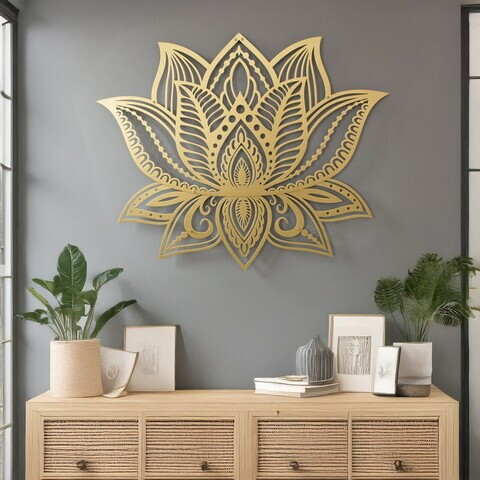 Decoratiune de perete, DCV-1122-MT, Dimensiune: 60 x 60 cm, Auriu