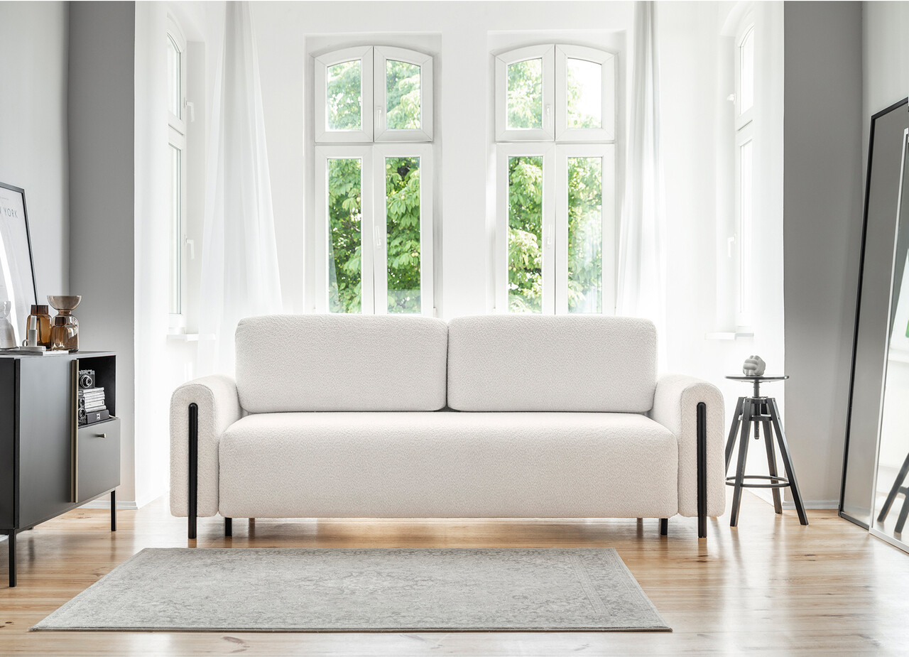 Canapea extensibila 3 locuri, ELTAP, SO-ARC-BL-01ROY, Arcadova, 244x97x97 cm, lemn/poliester, alb/negru
