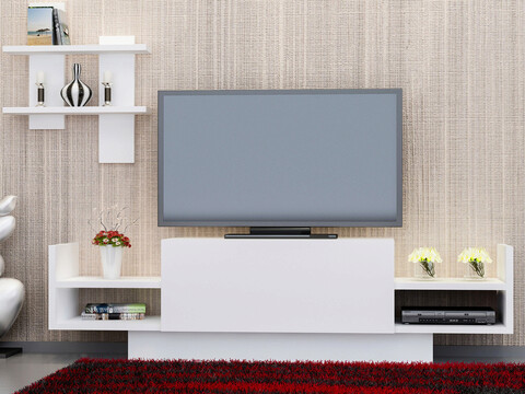 Comoda tv, decorotika, bahar, alb