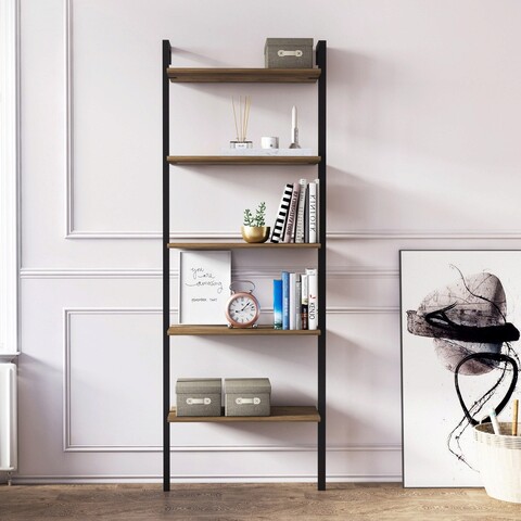 Corp biblioteca, minima, magliana, 66.5x180x29.5 cm, nuc / negru