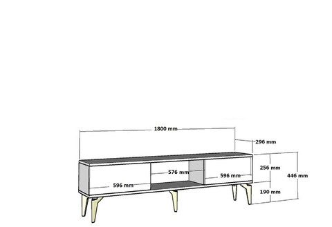 Comoda TV, Olivia, Ipek, 180x44.6x29.6 cm, PAL , Alb / Argintiu