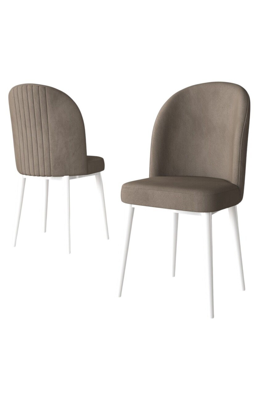 Set scaune 2 piese, Hanah Home, Aste, Cappuccino / Alb — imaginea 2