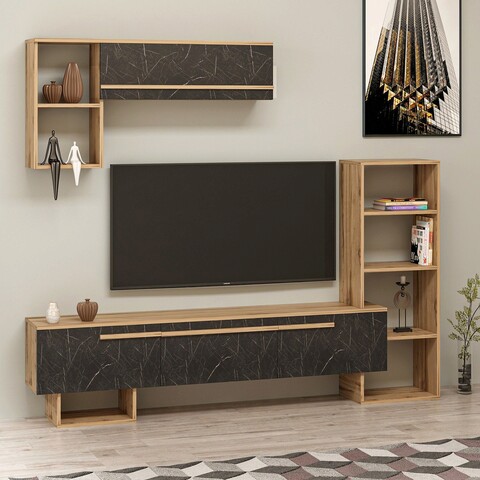 Comoda tv, coraline, mega, 209x123.6x27.7 cm, nuc / negru