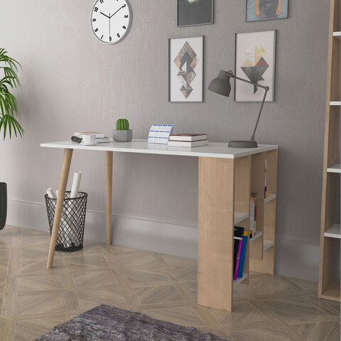 Birou, Lagomood, Lagomood Vito, 120×73.8×60 cm, Stejar / Alb Lagomood