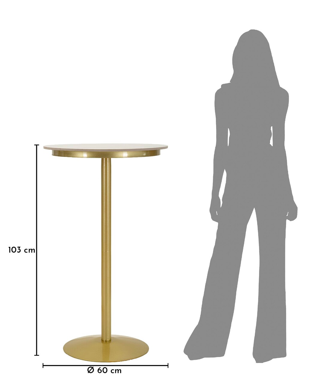Masa de bar, Mauro Ferretti, Simply, 60x103 cm, metal/imitatie de marmura, auriu/alb - imagine 4