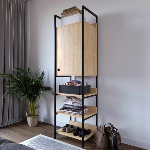 Dulap pentru haine, lacivert, poyraz trend gardırop tekli Üst kapaklı l609, 50x180x40 cm, stejar