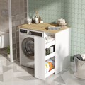 Dulap pentru masina de spalat, Locelso, SA1-WK, 93.5 x 88.3 x 60 cm, pal melaminat, alb/natur