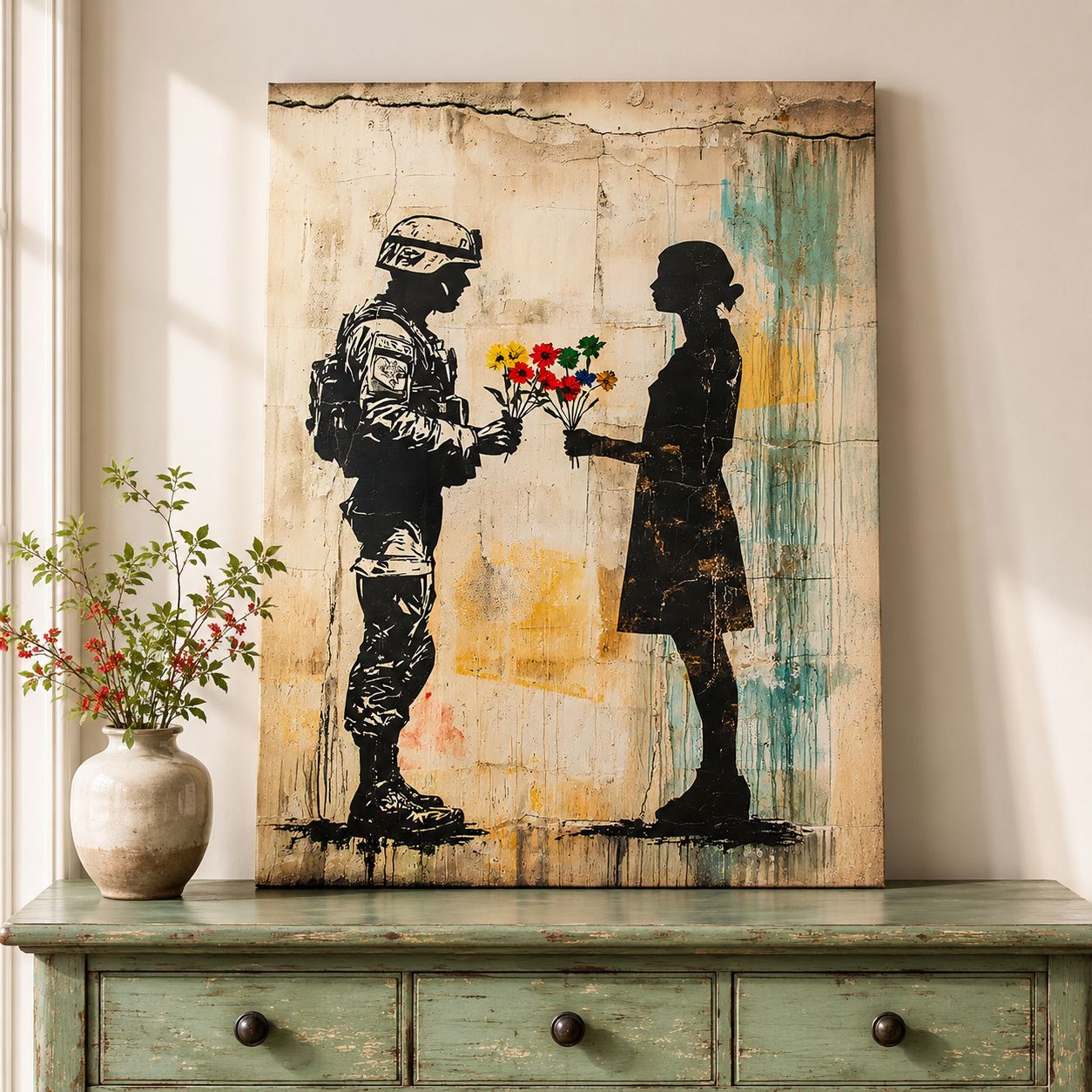Tablou decorativ, KNV12091, Canvas, Lemn, Multicolor