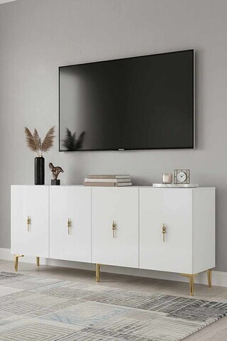 Consola, Hanah Home, Ayshe 180, 180x75x32 cm, Alb/Auriu