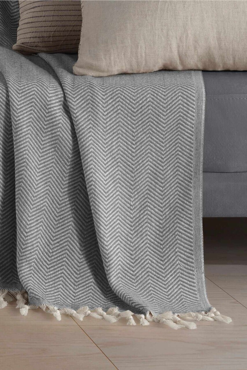 Cuvertura de pat, L'essentiel Maison, 2M, Bumbac, Antracit — imaginea 2