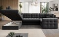 Coltar extensibil stanga 5 locuri ELTAP, LT-06SO, Blewett, 299x198x82 cm, lemn/poliester, gri inchis
