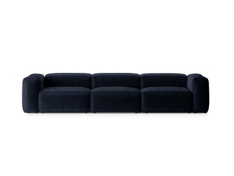 Canapea 4 locuri, Bergamo, Cosmopolitan Design, 364x108x70 cm, catifea chenille raiata, albastru navy