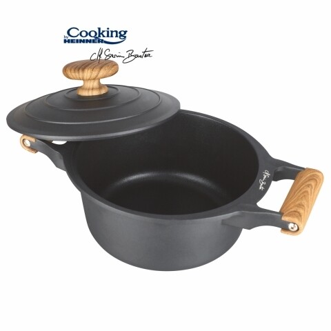 Cratita cu capac, Cooking by Heinner, 4.5 l, aluminiu turnat, negru