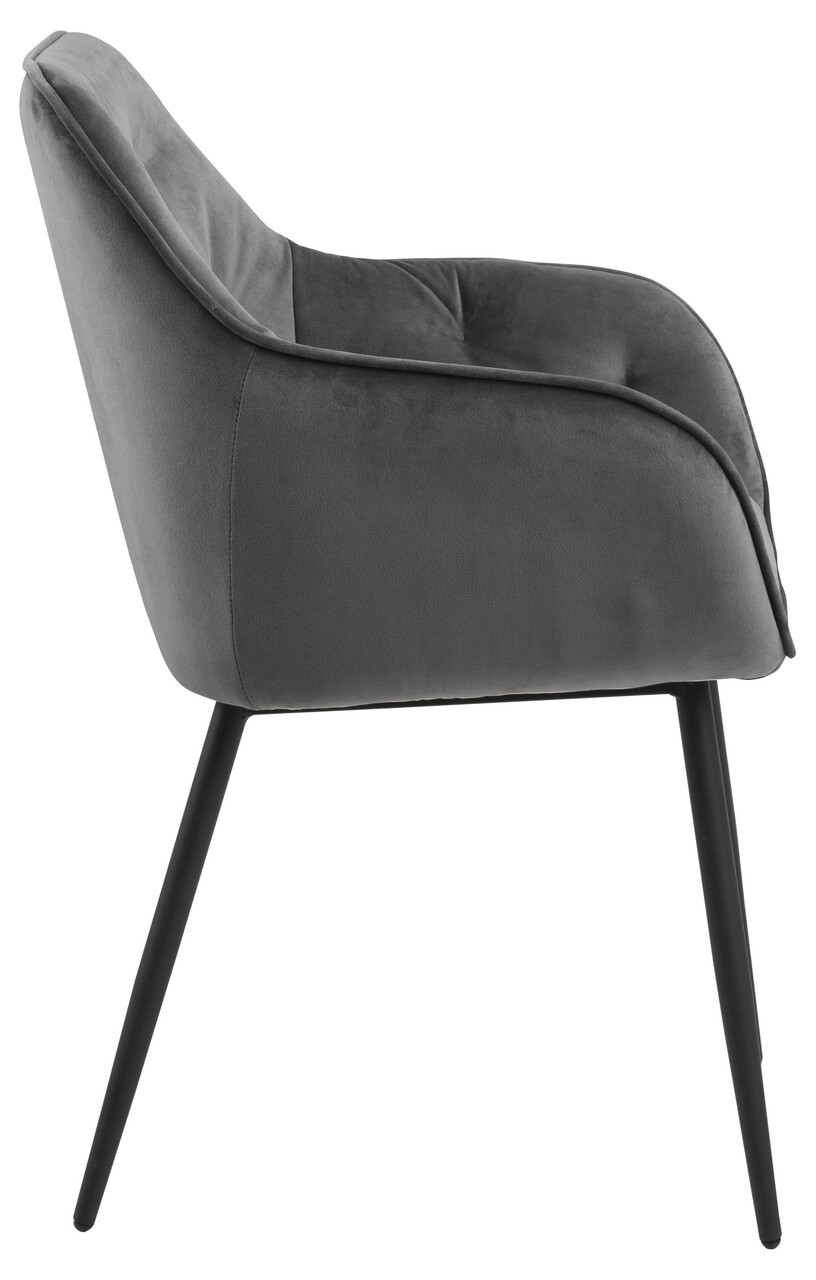 Scaun Brooke, Actona, 58x55x83 cm, catifea/otel, gri inchis - view 12