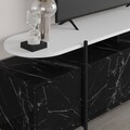 Comoda TV cu 2 rafturi, Decortie, Hanley, pal melaminat, negru/alb