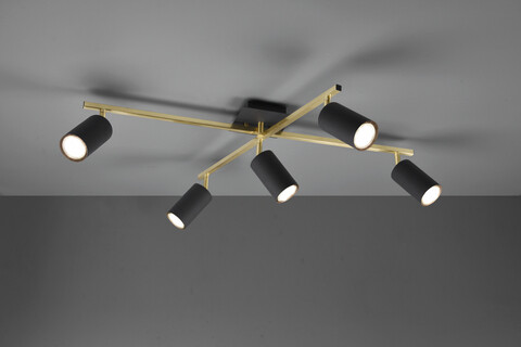 Plafoniera Marley, TRIO, 77.4x57.4x22.4 cm, 35W, 5x GU10, metal, negru/auriu