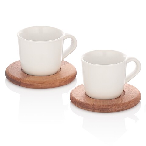 Set 2 cesti de cafea UP00717, Forsberg, ceramica/lemn