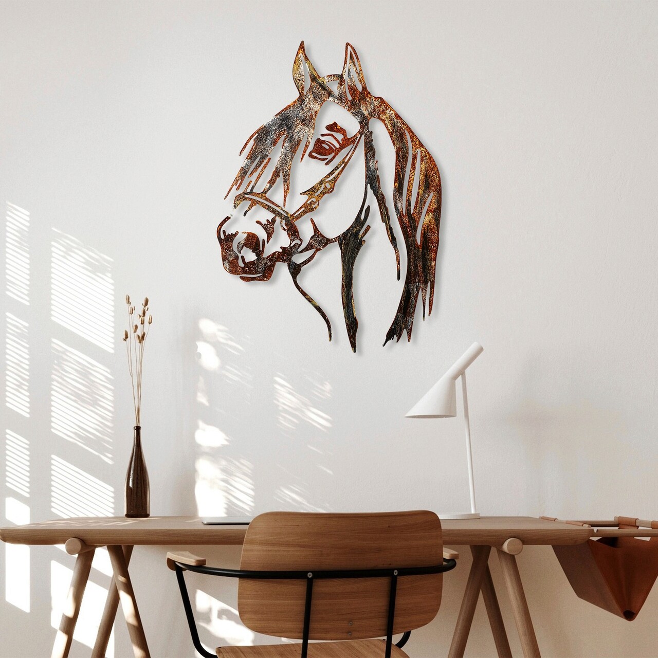Decoratiune de perete, Horse, Metal, 38 x 53 cm, Multicolor - 1 | YEO