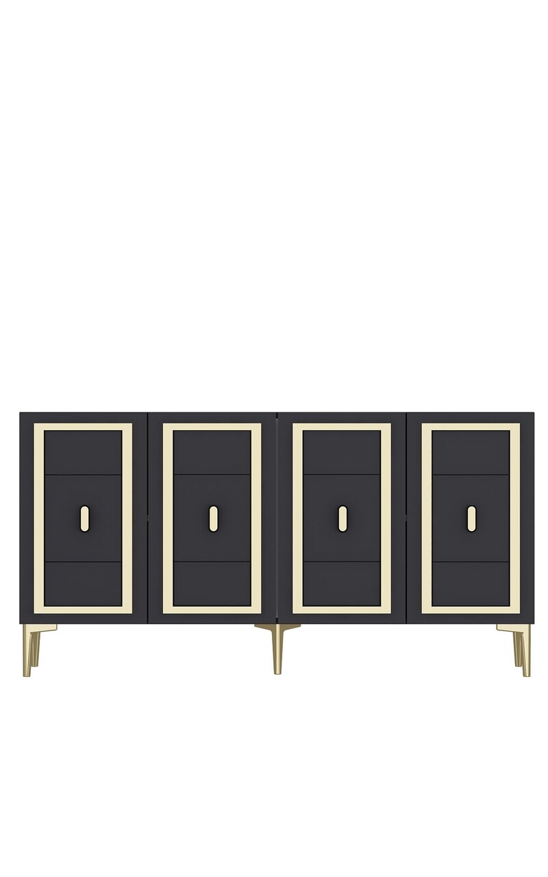 Consola, Hanah Home, Orion, 150x75x35 cm, PAL , Antracit / Aur - view 3