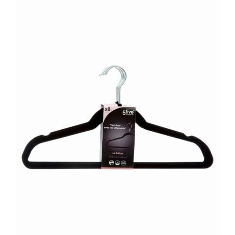 Set 8 umerase, 5five, 45.5 x 23 cm, polipropilena/fetru, negru