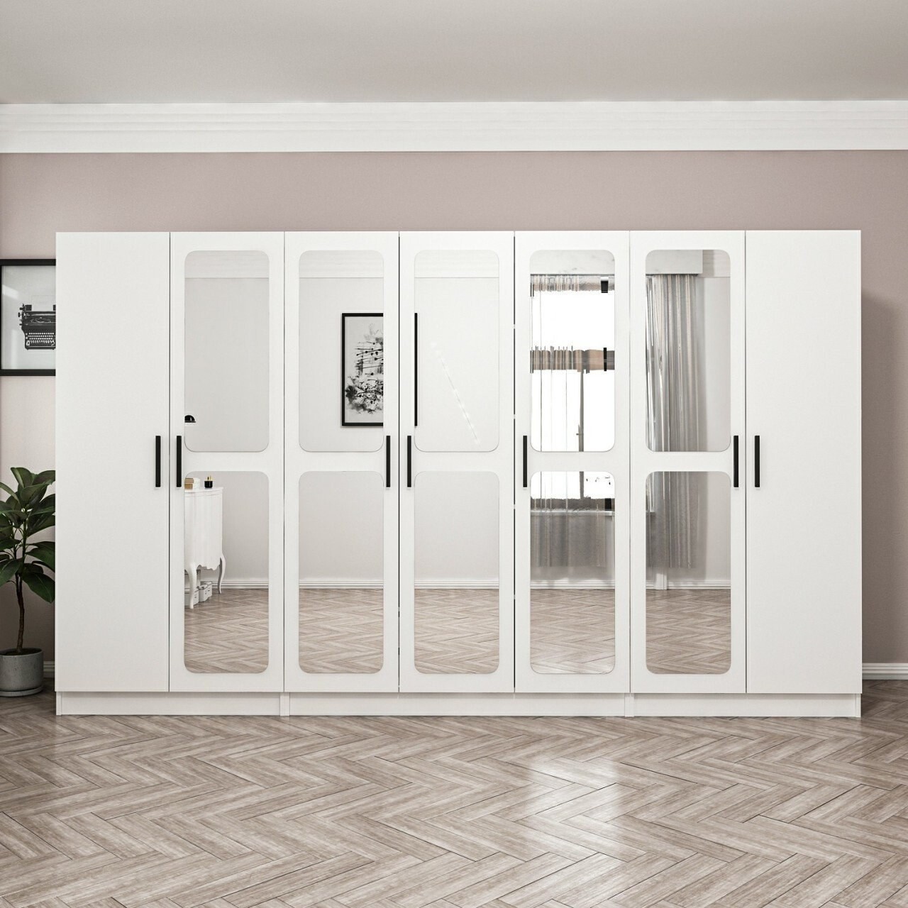 Dulap pentru haine, Minerva, Kale, 315x210x52 cm, PAL, Alb - 1 | YEO